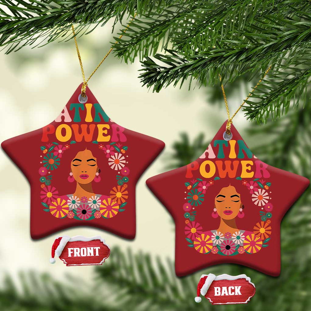 Latina Power Christmas Ornament Floral Hispanic Heritage TS02 Star Red Print Your Wear