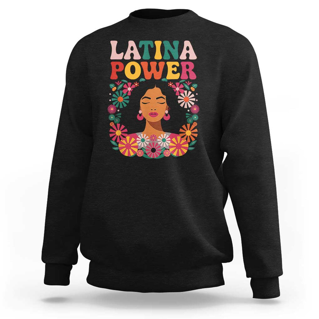 Latina Power Sweatshirt Floral Hispanic Heritage TS02 Black Print Your Wear