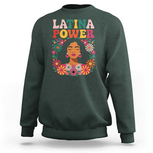 Latina Power Sweatshirt Floral Hispanic Heritage TS02 Dark Forest Green Print Your Wear