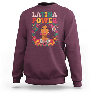 Latina Power Sweatshirt Floral Hispanic Heritage TS02 Maroon Print Your Wear