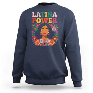 Latina Power Sweatshirt Floral Hispanic Heritage TS02 Navy Print Your Wear