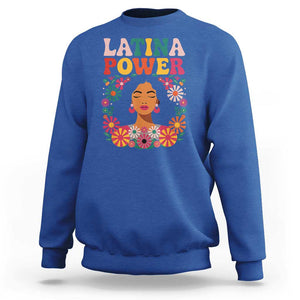 Latina Power Sweatshirt Floral Hispanic Heritage TS02 Royal Blue Print Your Wear