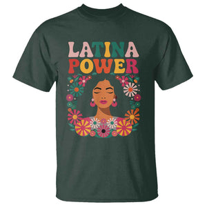 Latina Power T Shirt Floral Hispanic Heritage TS02 Dark Forest Green Print Your Wear