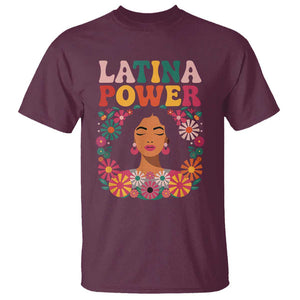 Latina Power T Shirt Floral Hispanic Heritage TS02 Maroon Print Your Wear