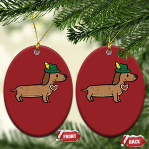 Oktoberfest Dachshund Christmas Ornament Cute Sausage Dog German Munich TS02 Oval Red Print Your Wear