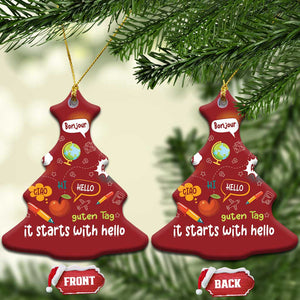 Inclusion Matters Christmas Ornament It Starts With Hello In Languages TS02 Christmas Tree Red Print Your Wear