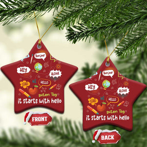 Inclusion Matters Christmas Ornament It Starts With Hello In Languages TS02 Star Red Print Your Wear