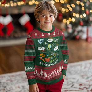 Inclusion Matters Ugly Christmas Sweater It Starts With Hello In Languages TS02 Christmas Print Your Wear