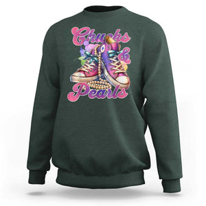 Kamala 2024 Sweatshirt Chuck And Pearls Harris I'm With Her TS02 Dark Forest Green Print Your Wear