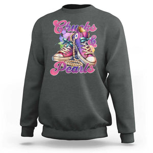 Kamala 2024 Sweatshirt Chuck And Pearls Harris I'm With Her TS02 Dark Heather Print Your Wear