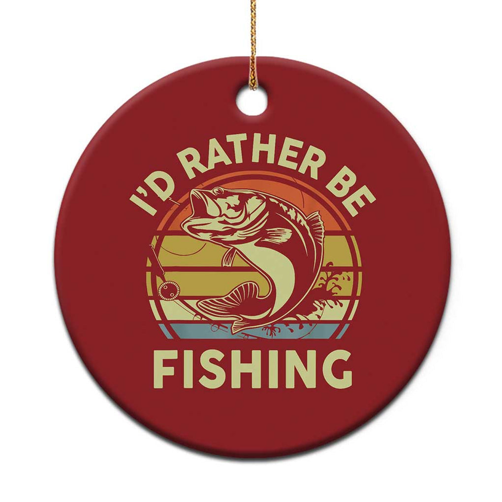 Funny Bass Fishing Christmas Ornament I'd Rather Be Fishing Retro Vintage TS02 Print Your Wear