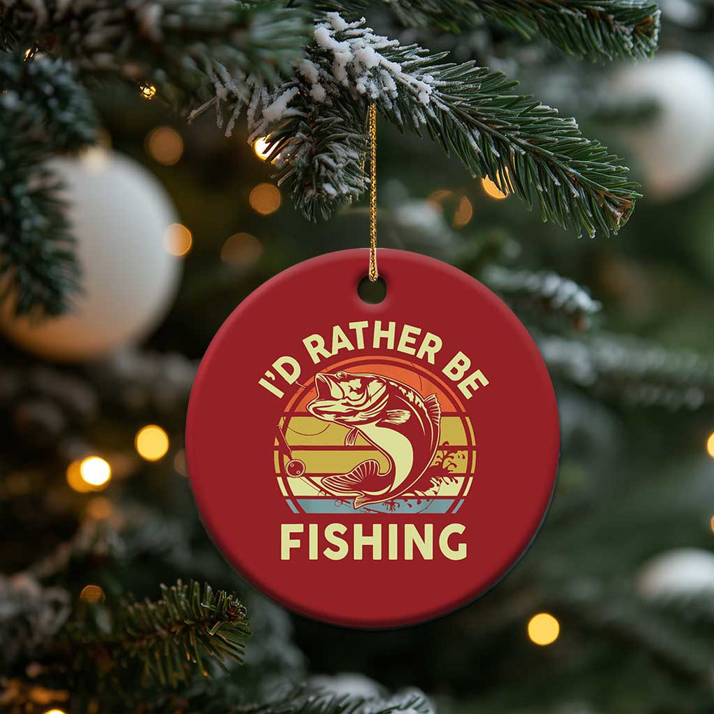 Funny Bass Fishing Christmas Ornament I'd Rather Be Fishing Retro Vintage TS02 Print Your Wear