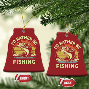 Funny Bass Fishing Christmas Ornament I'd Rather Be Fishing Retro Vintage TS02 Bell Flake Red Print Your Wear