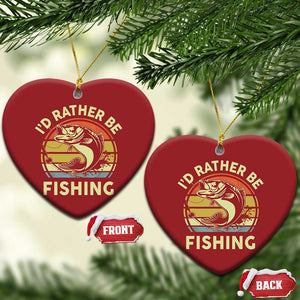 Funny Bass Fishing Christmas Ornament I'd Rather Be Fishing Retro Vintage TS02 Heart Red Print Your Wear