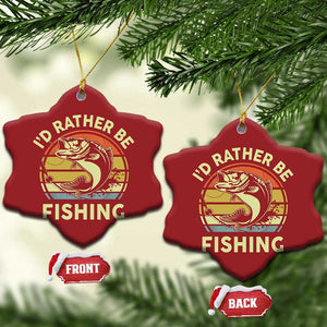 Funny Bass Fishing Christmas Ornament I'd Rather Be Fishing Retro Vintage TS02 Snow Flake Red Print Your Wear