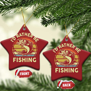 Funny Bass Fishing Christmas Ornament I'd Rather Be Fishing Retro Vintage TS02 Star Red Print Your Wear