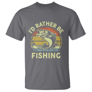 Funny Bass Fishing T Shirt I'd Rather Be Fishing Retro Vintage TS02 Charcoal Print Your Wear