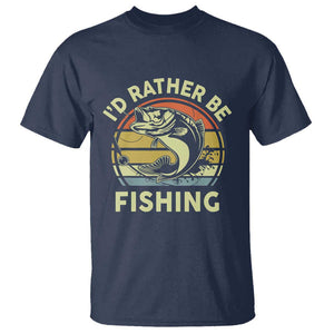 Funny Bass Fishing T Shirt I'd Rather Be Fishing Retro Vintage TS02 Navy Print Your Wear