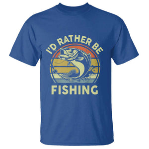 Funny Bass Fishing T Shirt I'd Rather Be Fishing Retro Vintage TS02 Royal Blue Print Your Wear