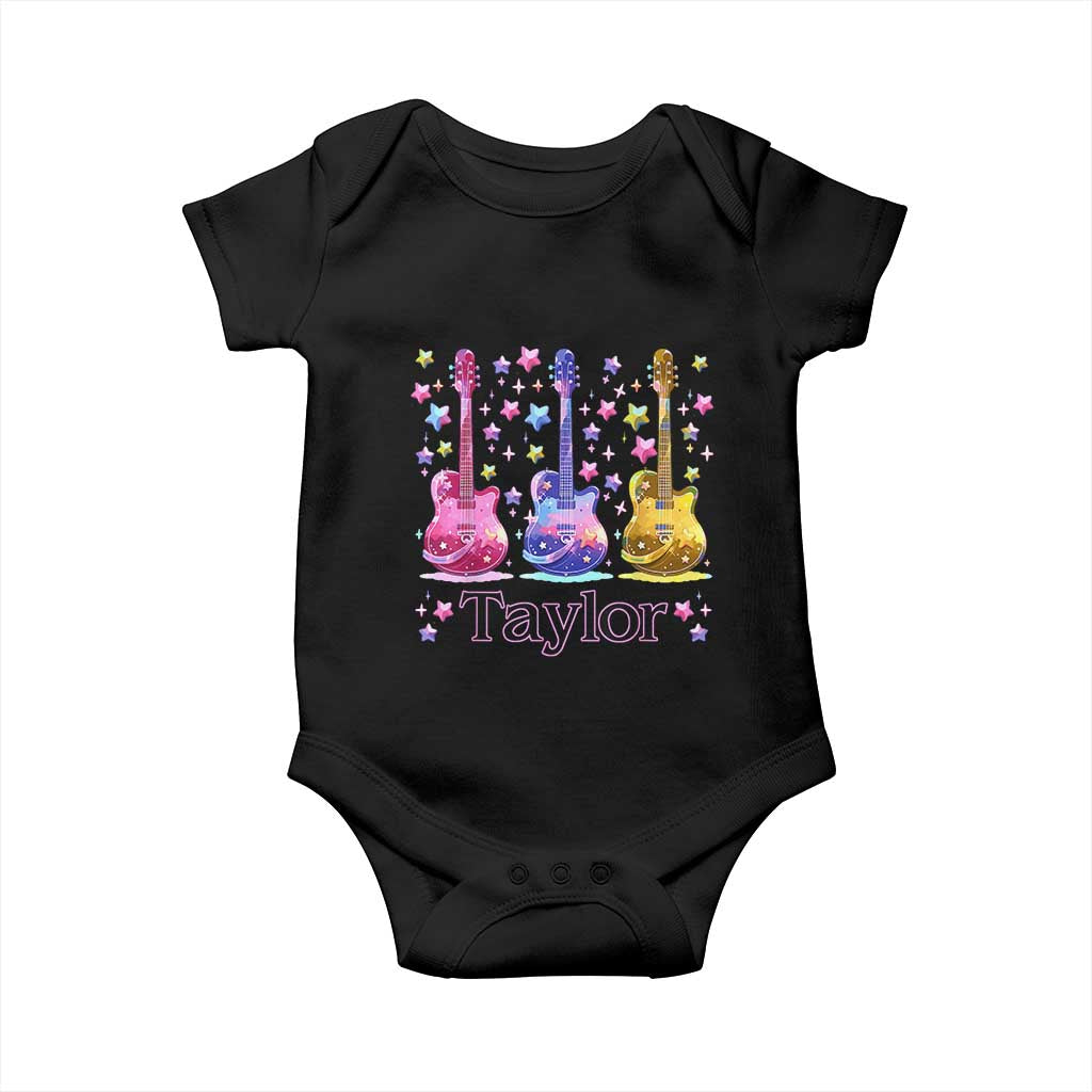 Taylor Name Baby Onesie Retro Groovy 70s 80s TS02 Black Print Your Wear