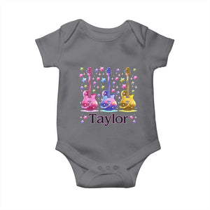 Taylor Name Baby Onesie Retro Groovy 70s 80s TS02 Charcoal Print Your Wear