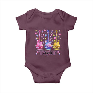 Taylor Name Baby Onesie Retro Groovy 70s 80s TS02 Maroon Print Your Wear