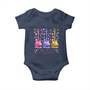 Taylor Name Baby Onesie Retro Groovy 70s 80s TS02 Navy Print Your Wear