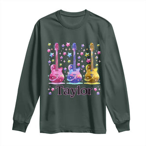 Taylor Name Long Sleeve Shirt Retro Groovy 70s 80s TS02 Dark Forest Green Print Your Wear