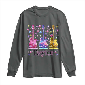 Taylor Name Long Sleeve Shirt Retro Groovy 70s 80s TS02 Dark Heather Print Your Wear