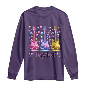 Taylor Name Long Sleeve Shirt Retro Groovy 70s 80s TS02 Purple Print Your Wear