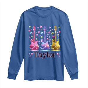 Taylor Name Long Sleeve Shirt Retro Groovy 70s 80s TS02 Royal Blue Print Your Wear