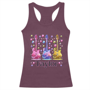 Taylor Name Racerback Tank Top Retro Groovy 70s 80s TS02 Maroon Print Your Wear