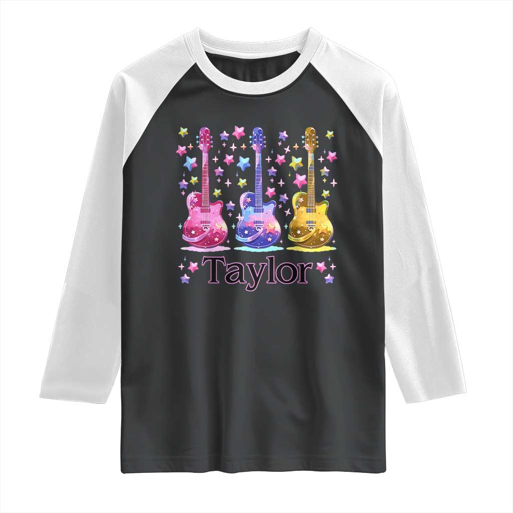 Taylor Name Raglan Shirt Retro Groovy 70s 80s TS02 Black White Print Your Wear
