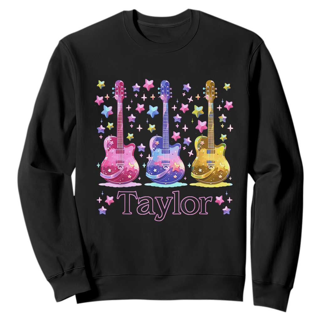 Taylor Name Sweatshirt Retro Groovy 70s 80s TS02 Black Print Your Wear