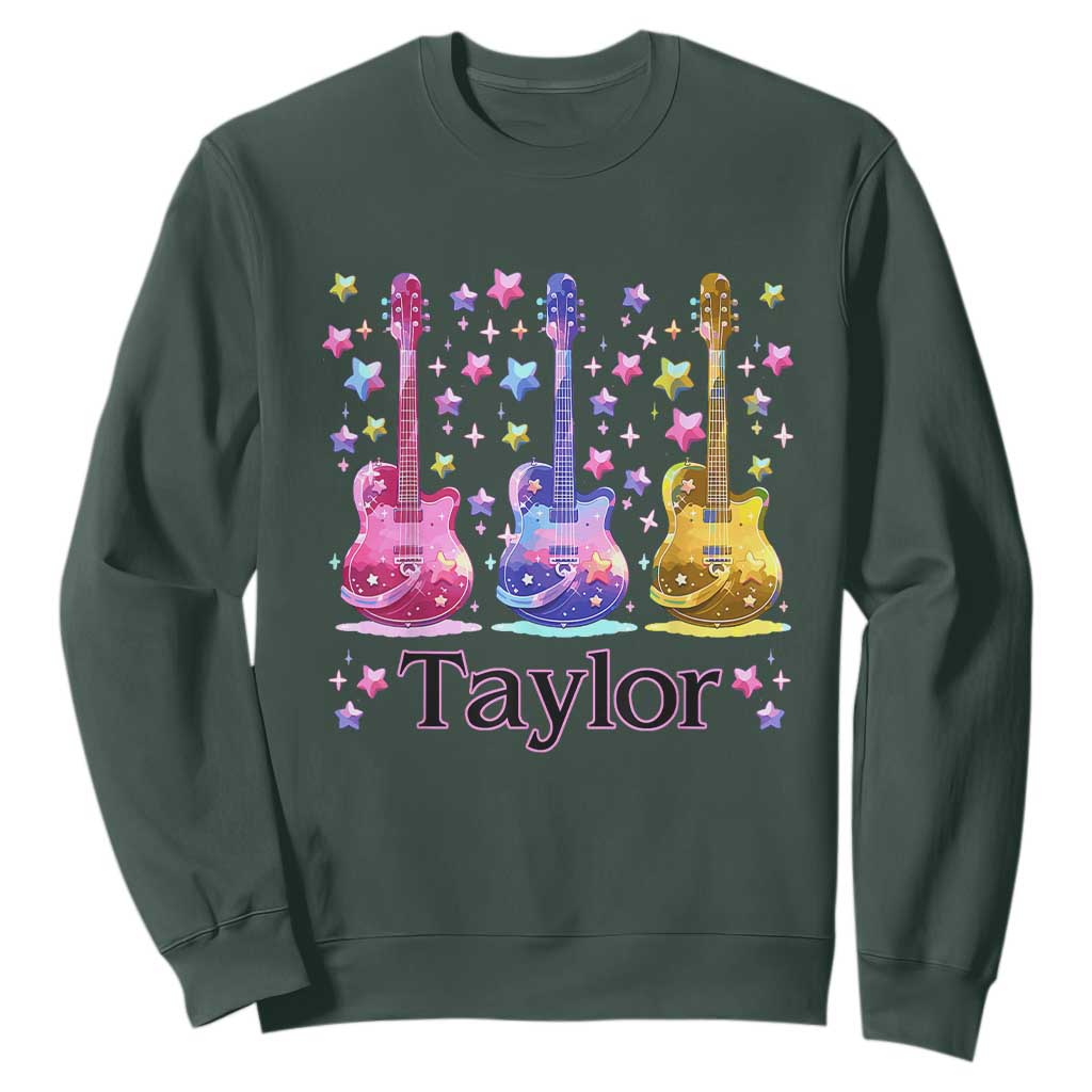 Taylor Name Sweatshirt Retro Groovy 70s 80s TS02 Dark Forest Green Print Your Wear