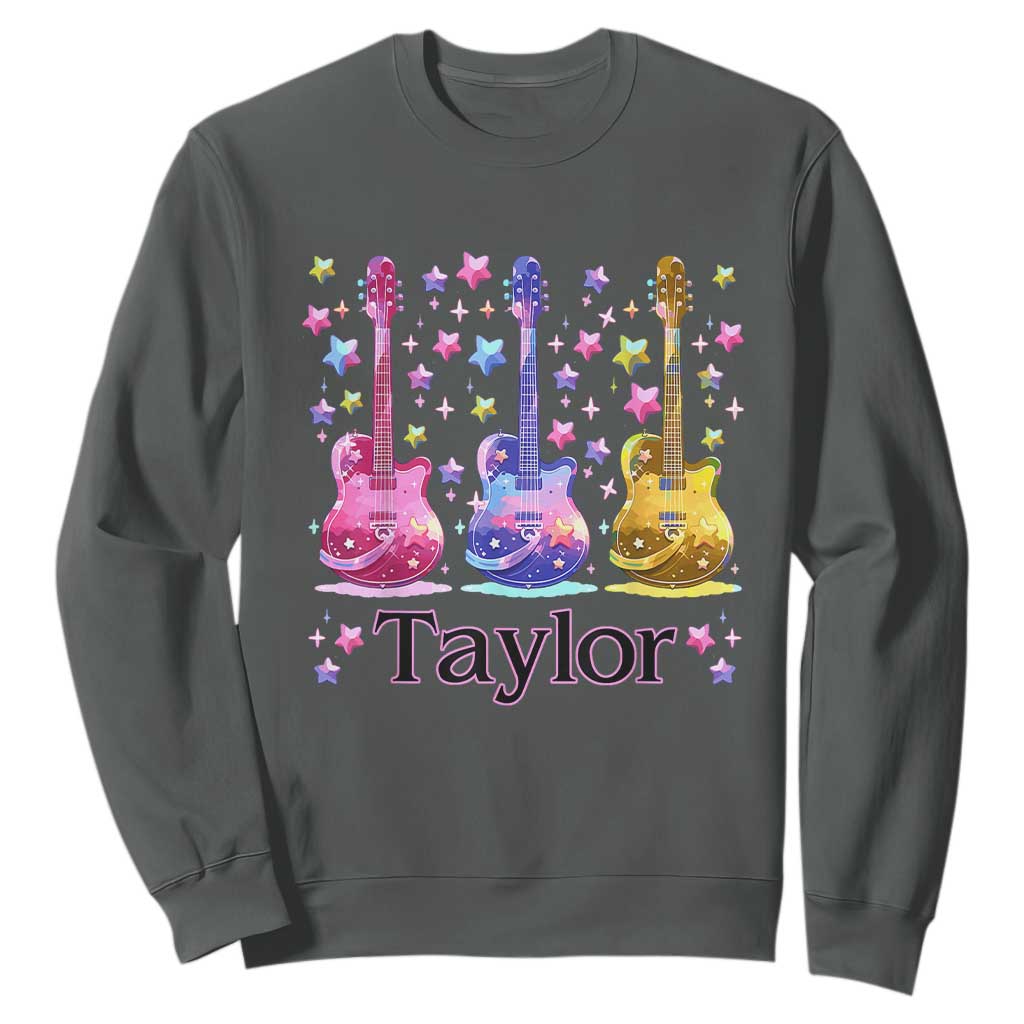 Taylor Name Sweatshirt Retro Groovy 70s 80s TS02 Dark Heather Print Your Wear
