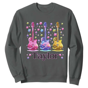 Taylor Name Sweatshirt Retro Groovy 70s 80s TS02 Dark Heather Print Your Wear