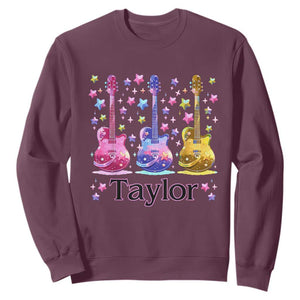 Taylor Name Sweatshirt Retro Groovy 70s 80s TS02 Maroon Print Your Wear