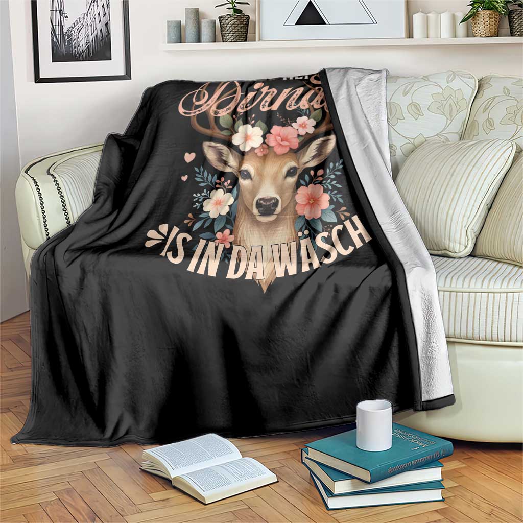 Funny Oktoberfest Deer Throw Blanket Mei Dirndl Is In Da Wasch German Bavarian Costume TS02 Print Your Wear