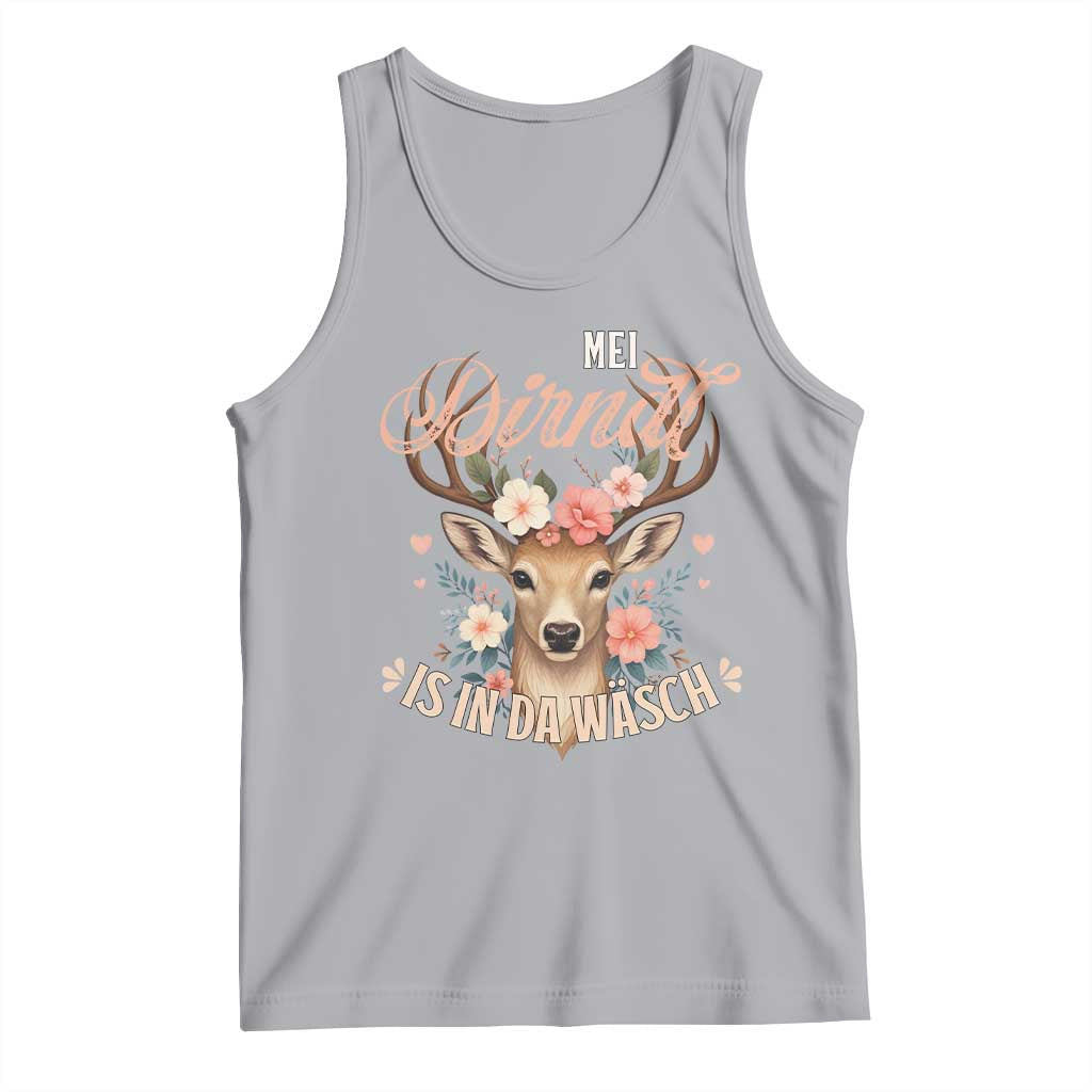 Funny Oktoberfest Deer Tank Top Mei Dirndl Is In Da Wasch German Bavarian Costume TS02 Athletic Heather Print Your Wear