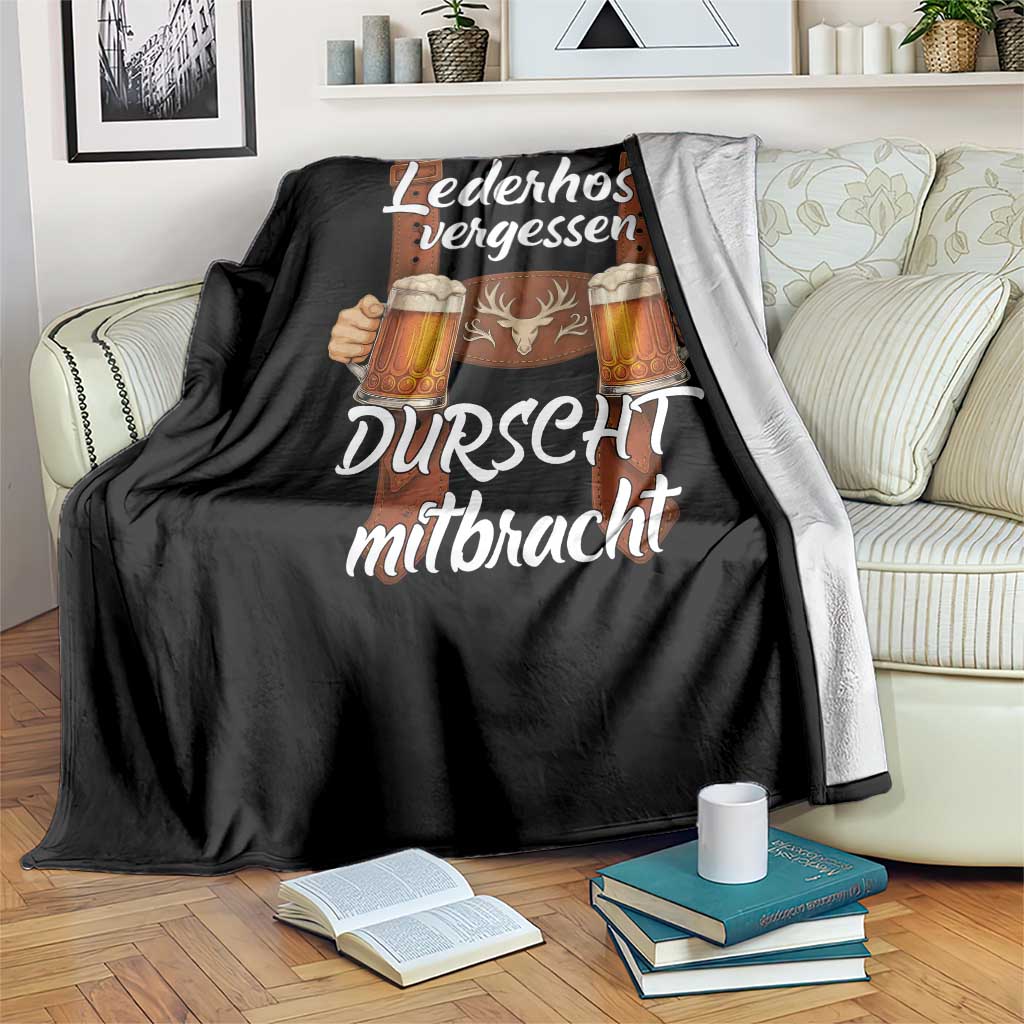Lederhosen Forgotten Oktoberfest Throw Blanket Durscht Mitbracht Funny Beer Drinking TS02 Print Your Wear