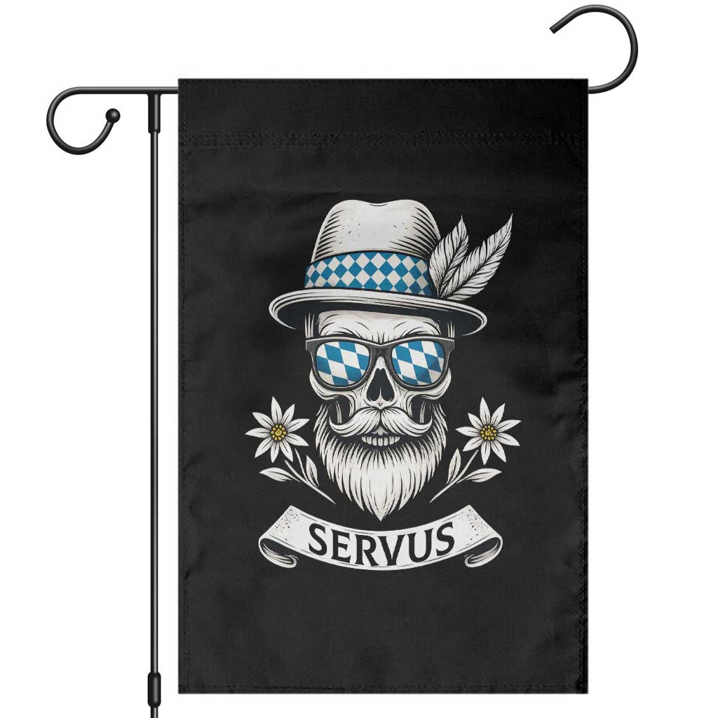 Bavarian Skull Servus Oktoberfest Garden Flag Cool Alpine Hat Tyrolean German Tradition Style TS02 Black Print Your Wear
