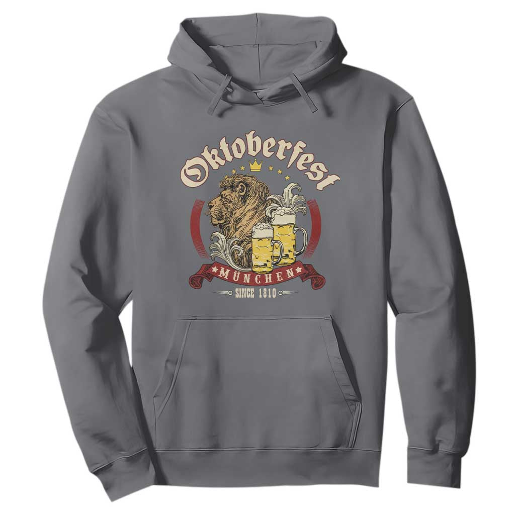 Oktoberfest Munchen Hoodie Munich Since 1810 Bavarian Lion and Beer TS02 Charcoal Print Your Wear