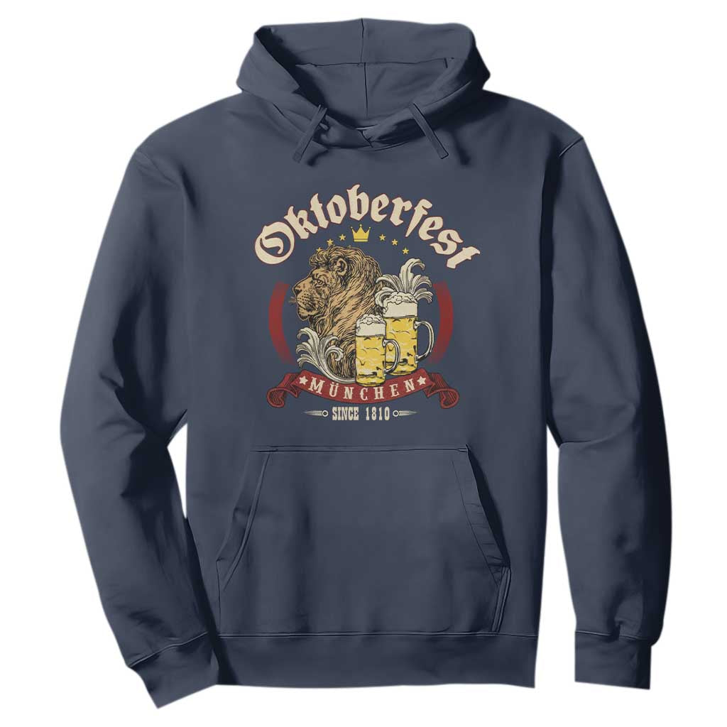Oktoberfest Munchen Hoodie Munich Since 1810 Bavarian Lion and Beer TS02 Navy Print Your Wear