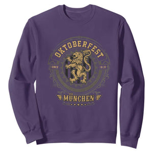 Oktoberfest Munchen Sweatshirt Munich Vintage Round Emblem with Bavarian Lion TS02 Purple Print Your Wear