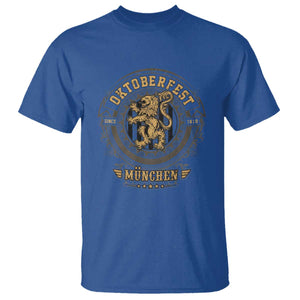 Oktoberfest Munchen T Shirt Munich Vintage Round Emblem with Bavarian Lion TS02 Royal Blue Print Your Wear