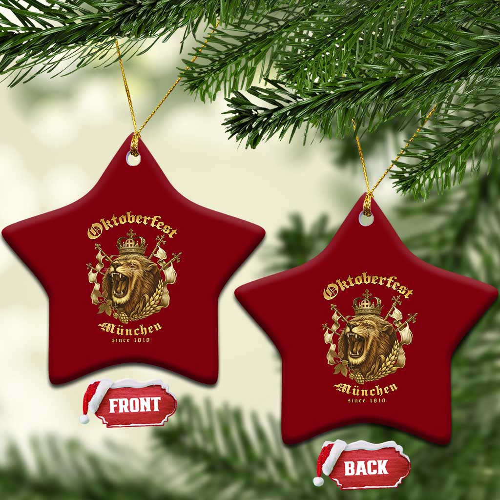 Oktoberfest Munchen Roaring Lion Ceramic Ornament Since 1810 Crown and Beer Weapon TS02 Print Your Wear