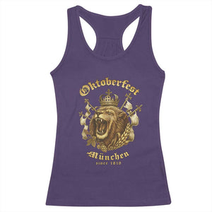 Oktoberfest Munchen Roaring Lion Racerback Tank Top Since 1810 Crown and Beer Weapon TS02 Purple Print Your Wear