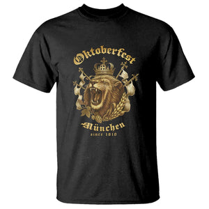 Oktoberfest Munchen Roaring Lion T Shirt Since 1810 Crown and Beer Weapon TS02 Black Print Your Wear