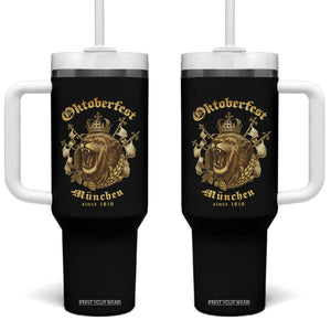 Oktoberfest Munchen Roaring Lion Tumbler With Handle Since 1810 Crown and Beer Weapon TS02 One Size: 40 oz Black Print Your Wear